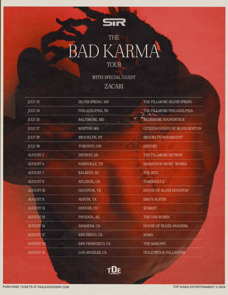 SiR Bad Karma Tour Poster